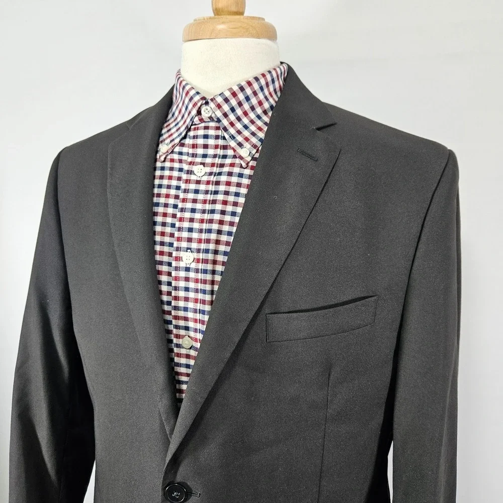 Izod Men's Sport‎ Coat Blazer Two Button Solid Black Polyester Blend Size 44S
